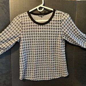 Chances R Top with Black Print & Shiny Silver Threads Dressy